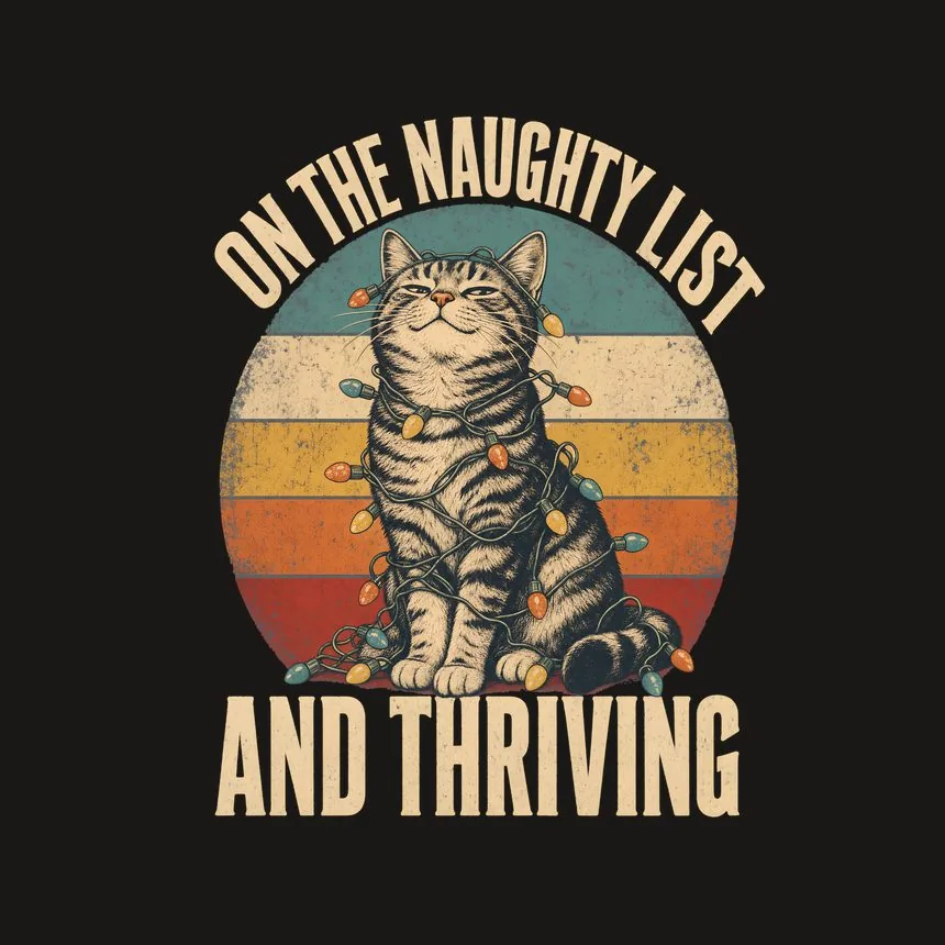 On The Naughty List And Thriving Retro Cat Design — funny cat phone case