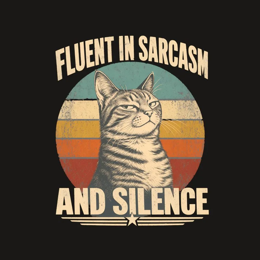 Fluent In Sarcasm And Silence Retro Cat Design — funny cat phone case