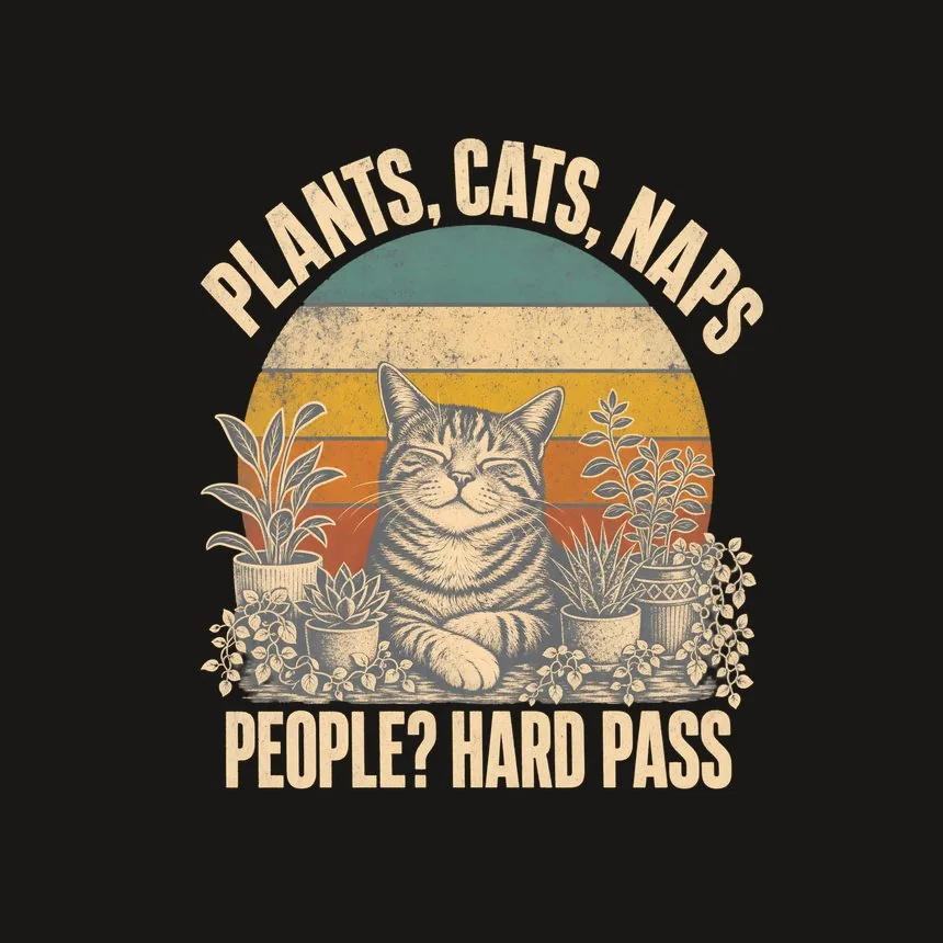 Plants, Cats, Naps People Hard Pass Cat Design — funny cat phone case