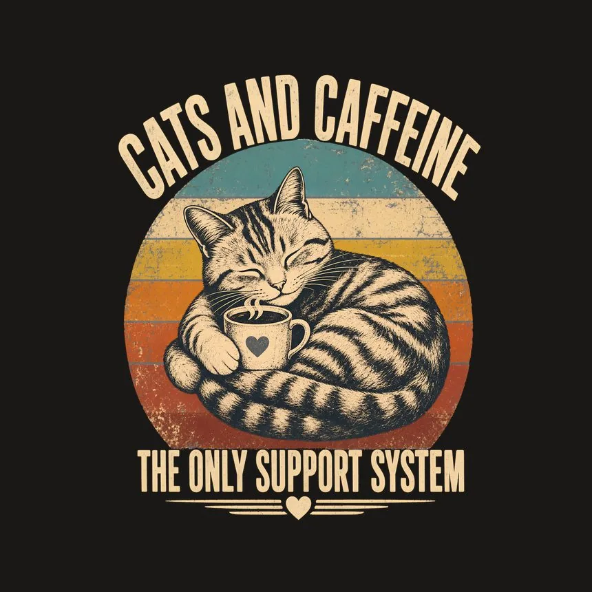 Cats And Caffeine The Only Support System — funny cat phone case
