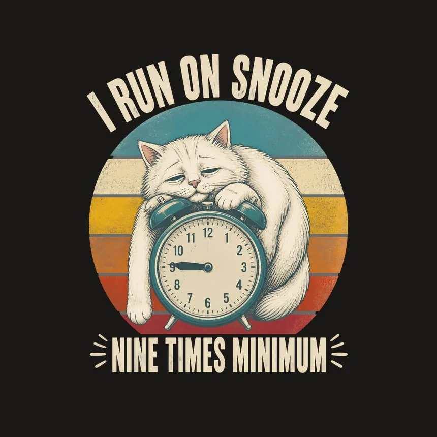 I Run on Snooze Nine Times Minimum Cat — funny cat phone case