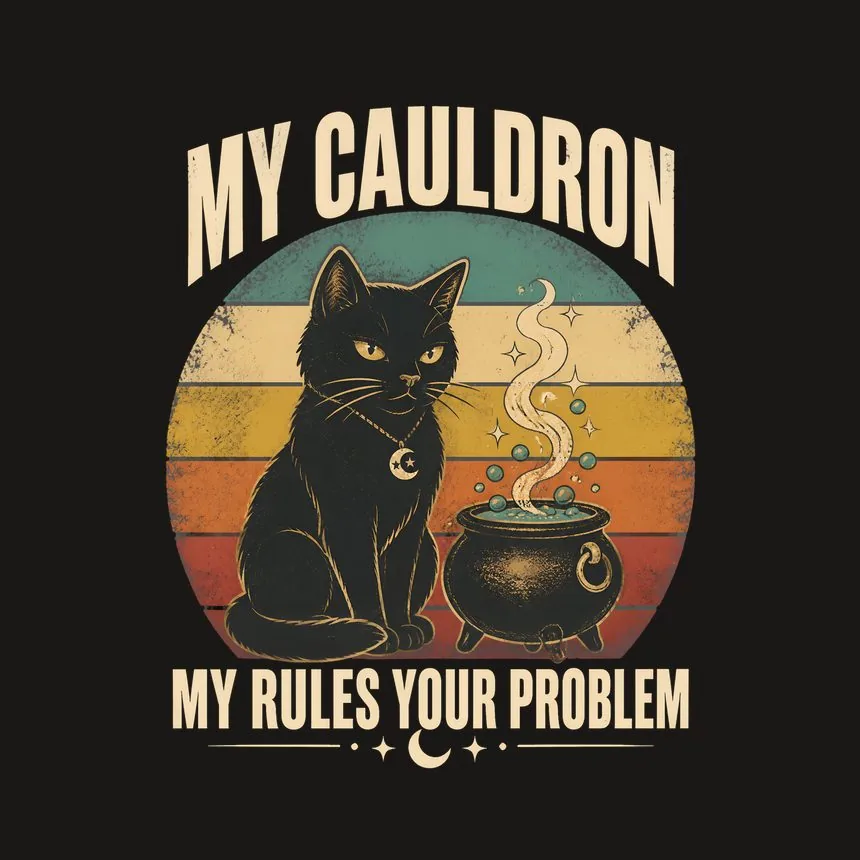My Cauldron My Rules Your Problem Halloween Cat — funny cat phone case