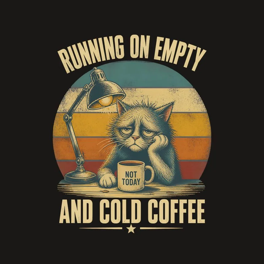 Running On Empty Cold Coffee Cat — funny cat phone case