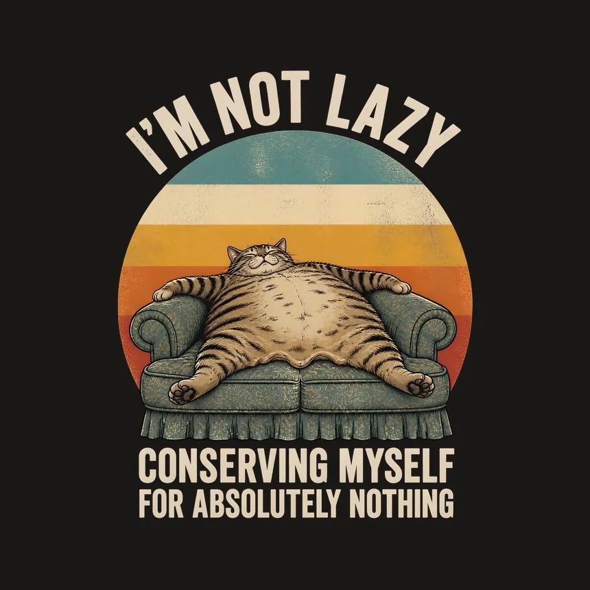 Not Lazy Conserving Myself For Nothing Cat On Retro Sunset — funny cat phone case