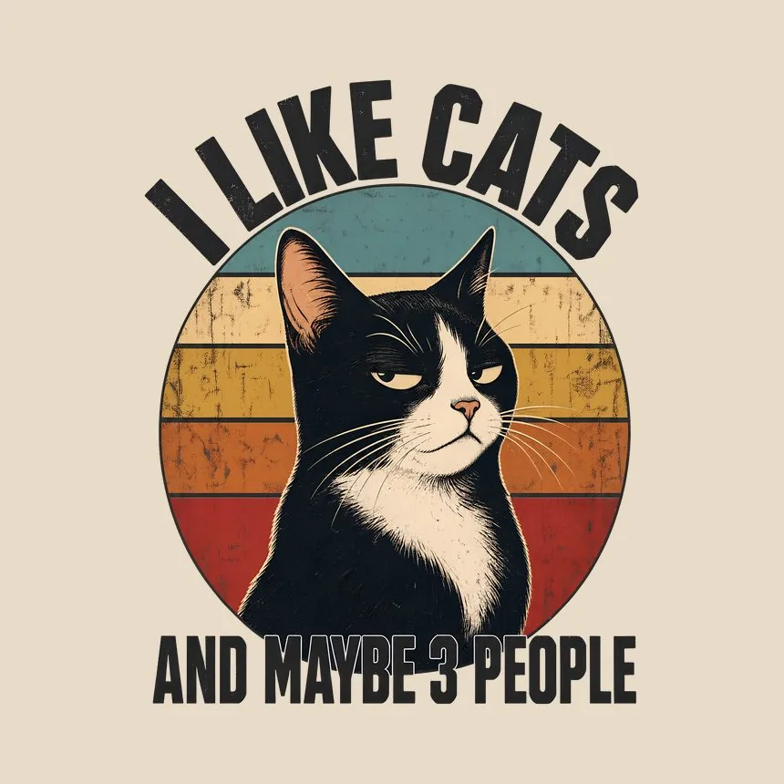 I Like Cats And Maybe 3 People Retro Cat — funny cat throw pillow
