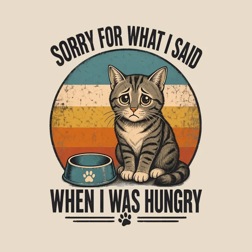 Sorry For What I Said When Hungry Cat Retro — funny cat throw pillow