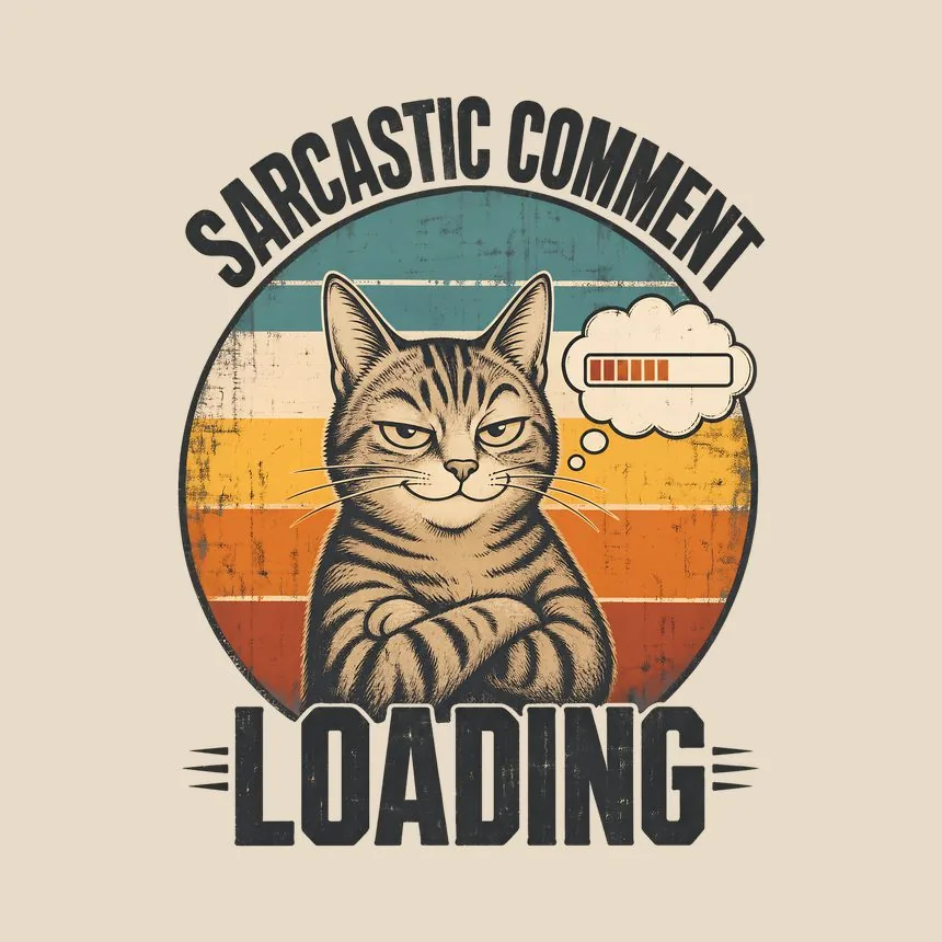 Sarcastic Comment Loading Sassy Cat Retro — funny cat throw pillow