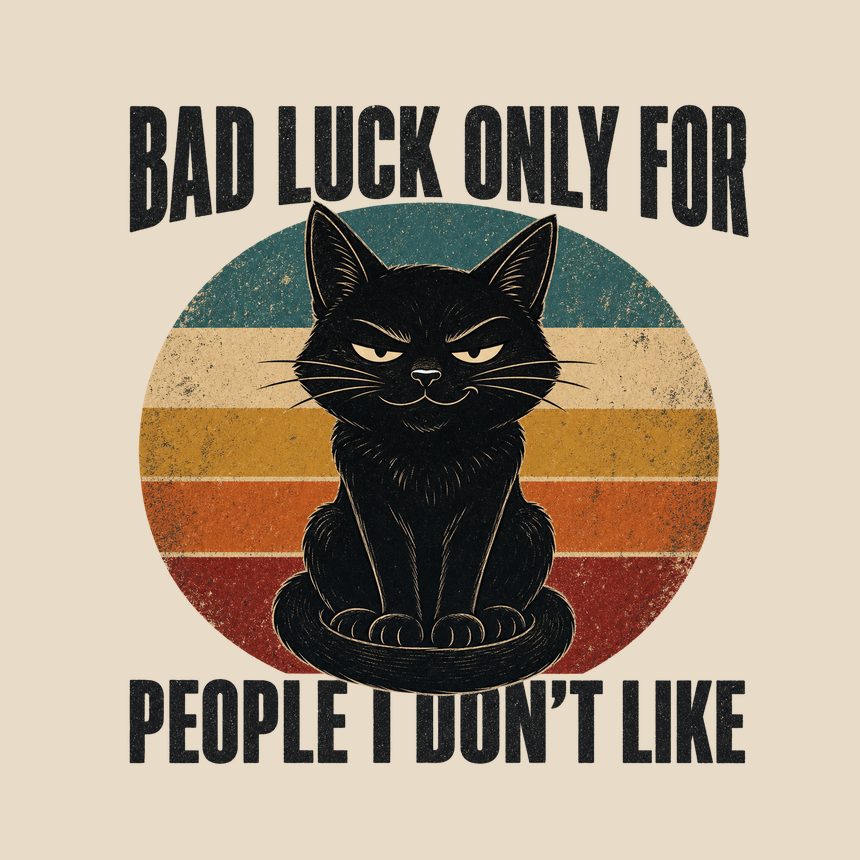 Bad Luck For People I Dislike Black Cat Retro — funny cat throw pillow