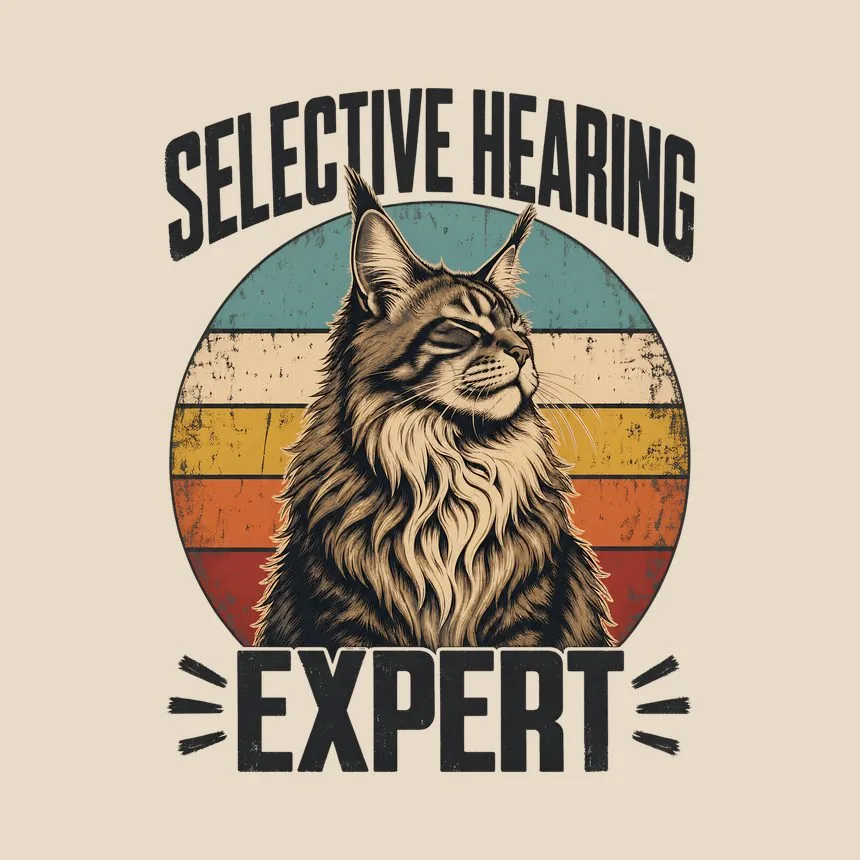 Selective Hearing Expert Maine Coon Retro — funny cat throw pillow
