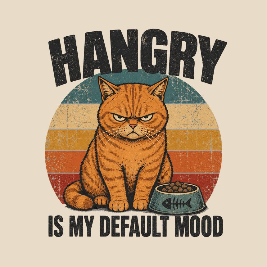 Hangry Is My Default Mood Cat Retro — funny cat throw pillow