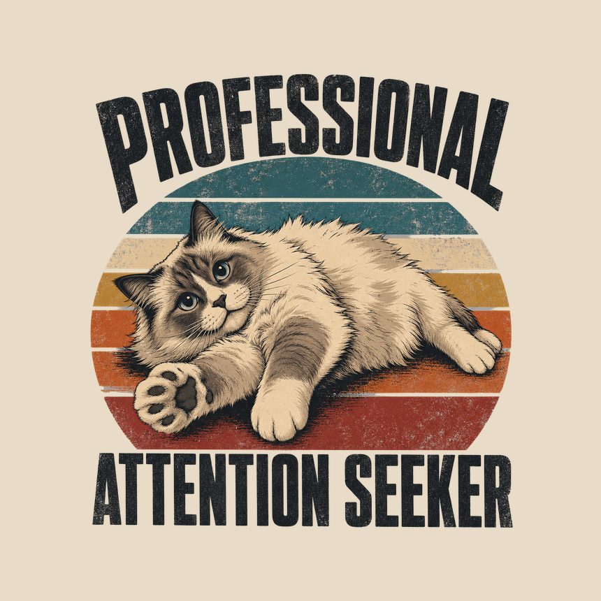 Professional Attention Seeker Cat Retro — funny cat throw pillow