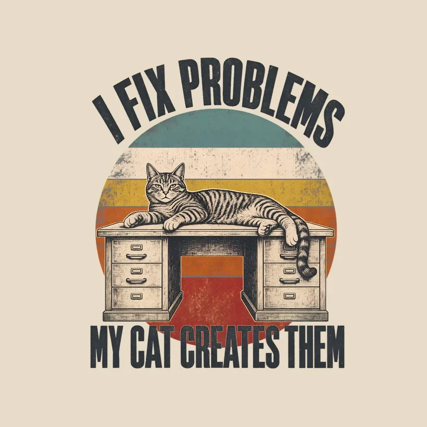 I Fix Problems My Cat Creates Them Cat Design — funny cat throw pillow