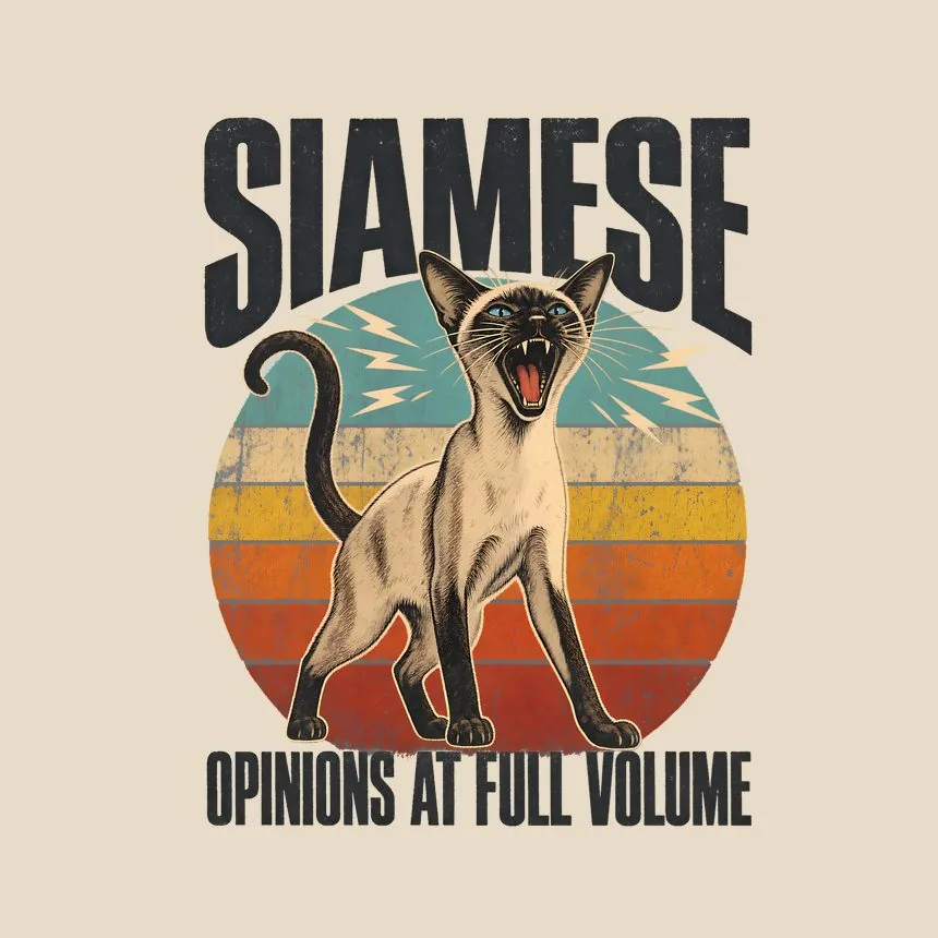 Siamese Opinions At Full Volume Retro Cat Design — funny cat throw pillow