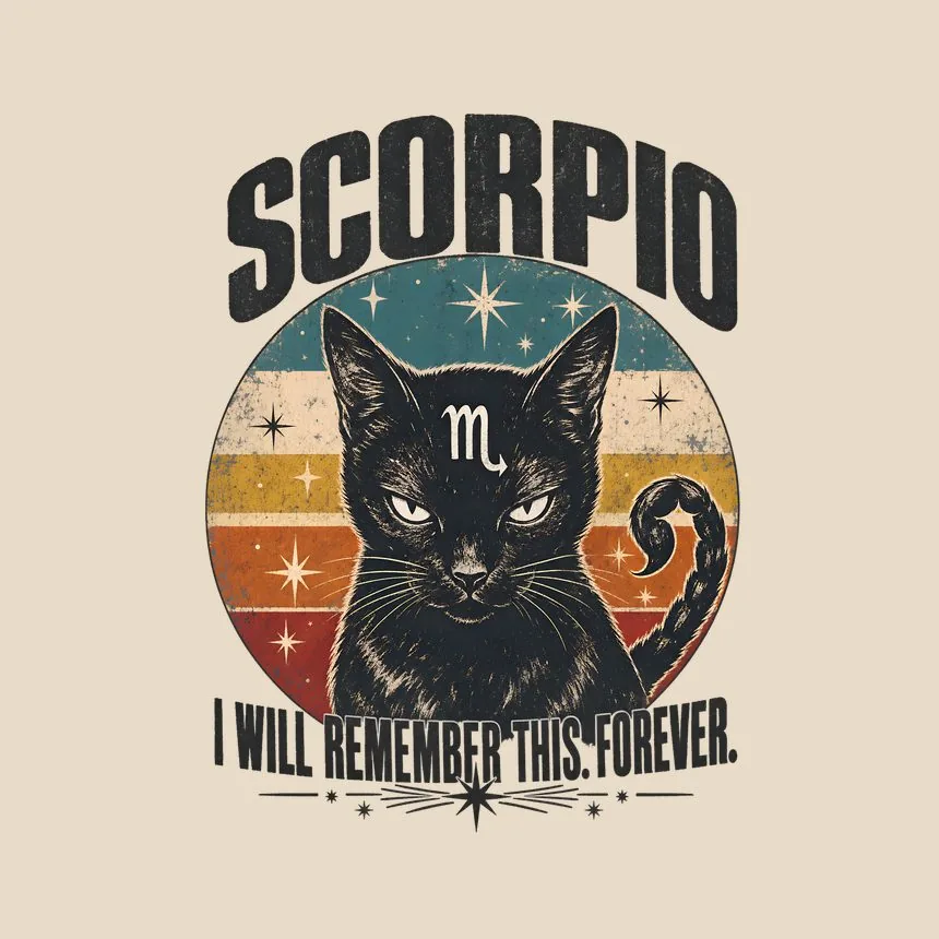 Scorpio I Will Remember This. Forever. Cat Design — funny cat throw pillow