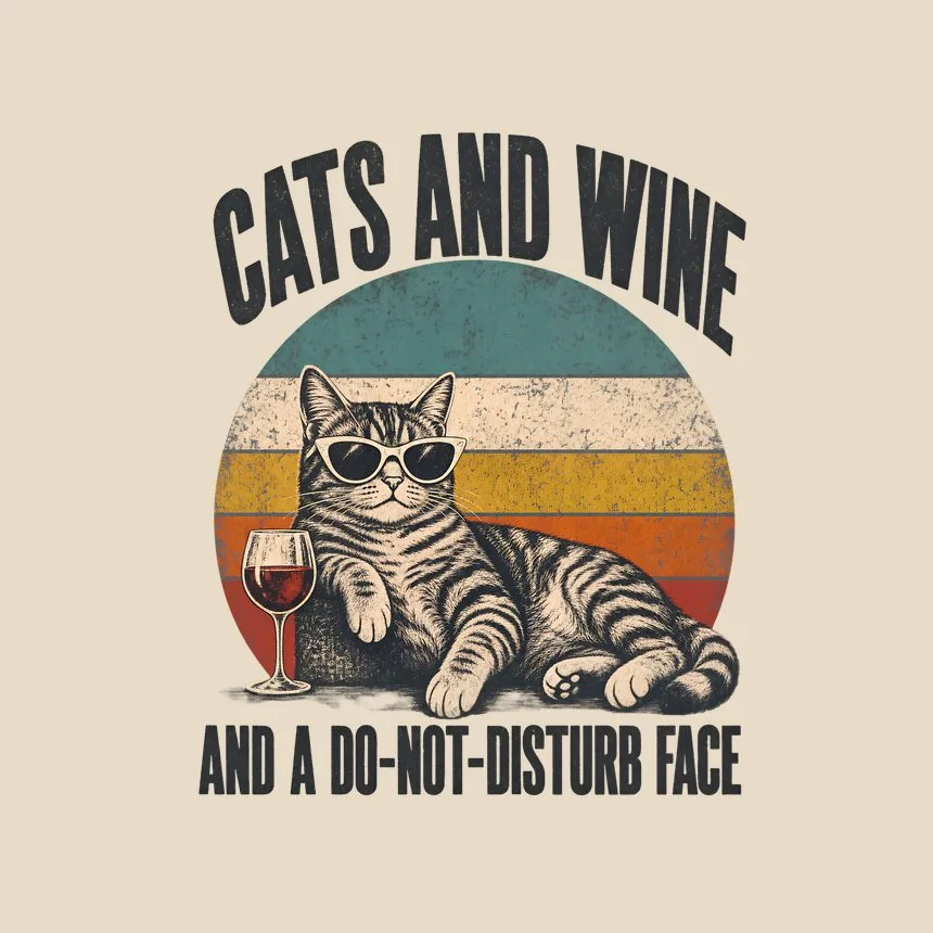 Cats And Wine And A Do-Not-Disturb Face Cat Design — funny cat throw pillow