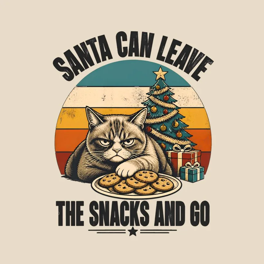 Santa Leave The Snacks And Go Naughty Cat — funny cat throw pillow