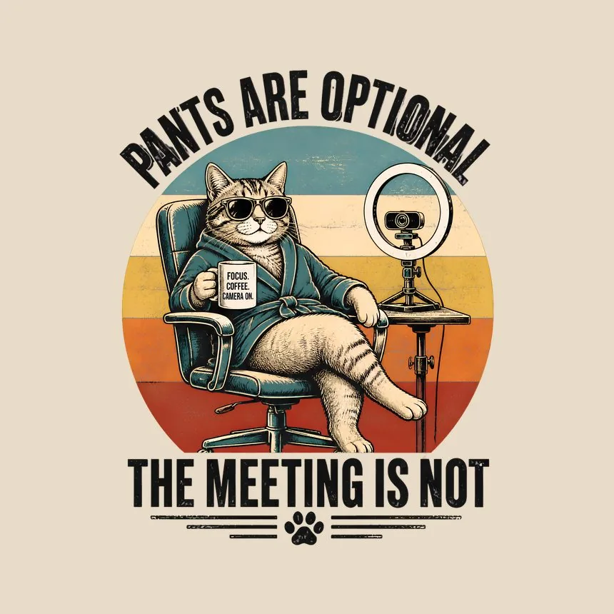 Pants Optional Remote Work Cat — funny cat throw pillow