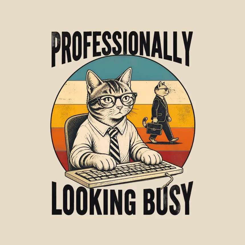 Professionally Looking Busy Cat — funny cat throw pillow