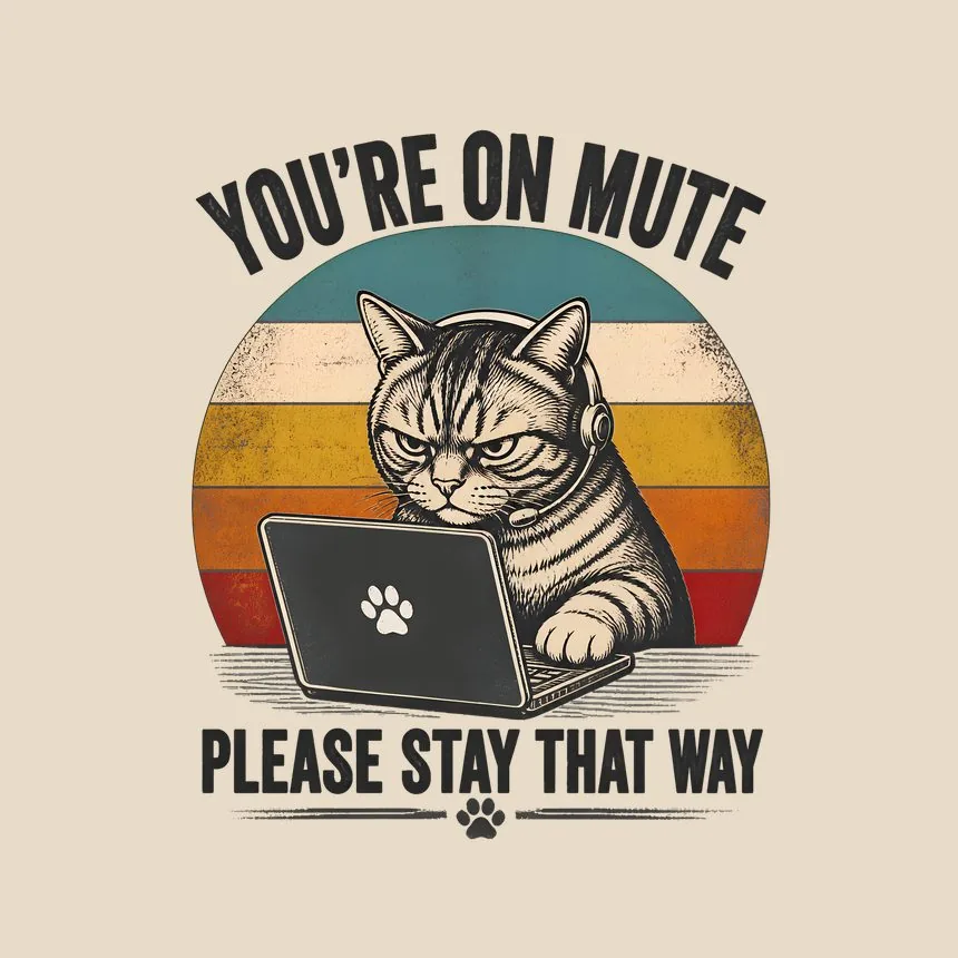 You're On Mute Stay That Way Cat — funny cat throw pillow