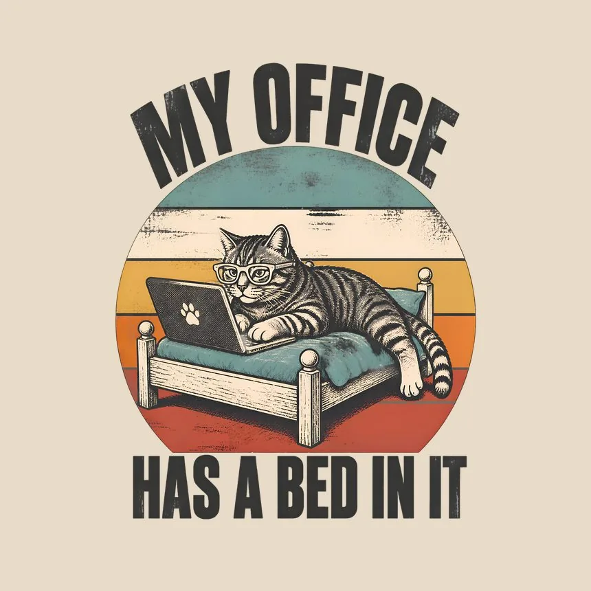 My Office Has A Bed In It Cat — funny cat throw pillow
