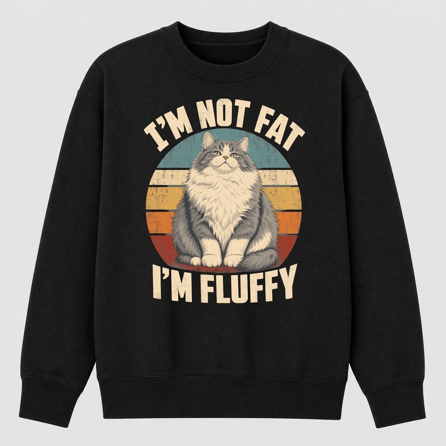 I'm Not Fat I'm Fluffy Sarcastic Cat Retro — funny cat sweatshirt