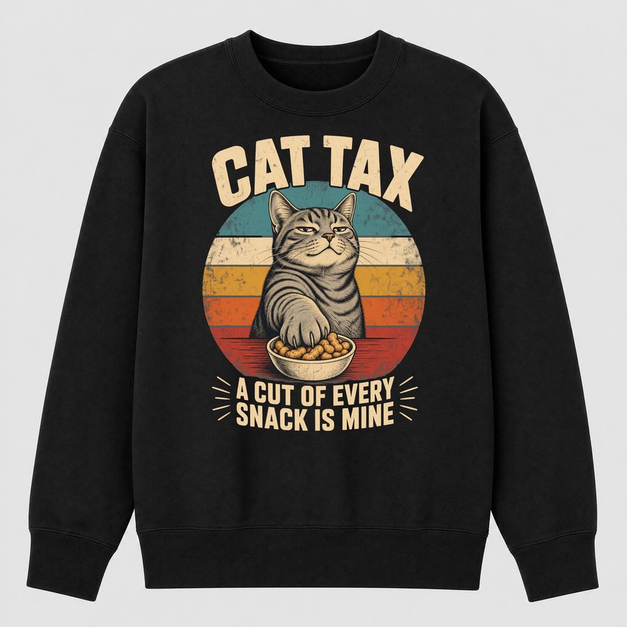Cat Tax A Cut Of Every Snack Retro Cat — funny cat sweatshirt
