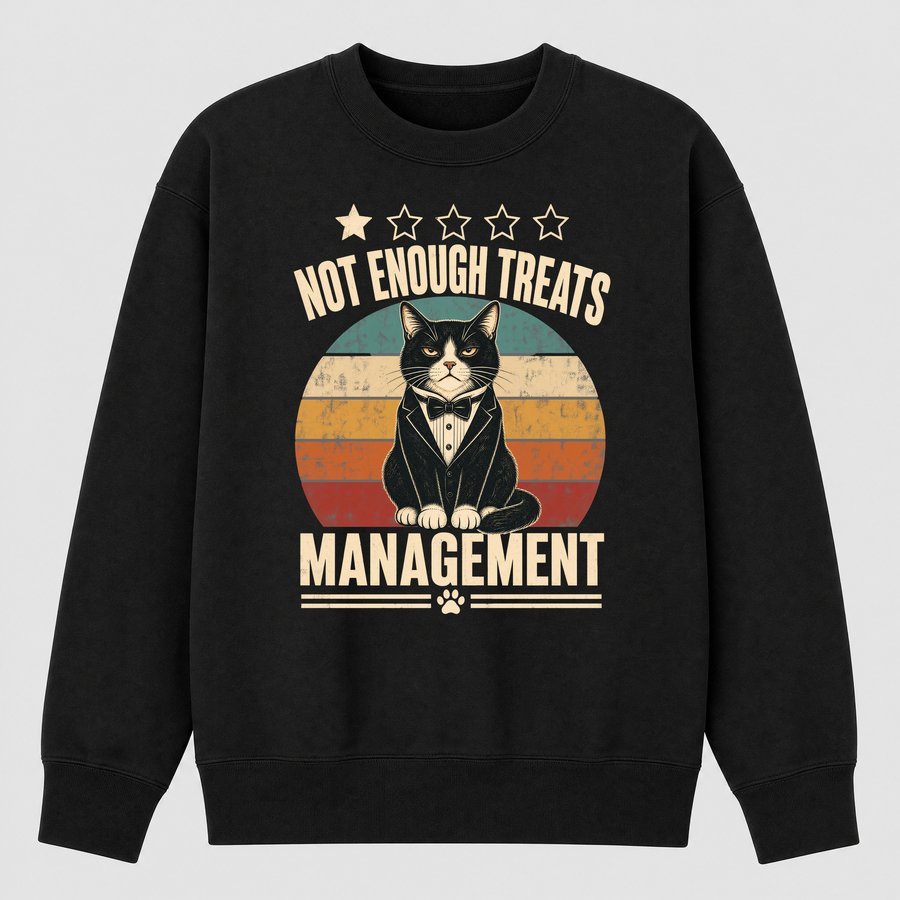 1 Star Not Enough Treats Sassy Cat Boss — funny cat sweatshirt