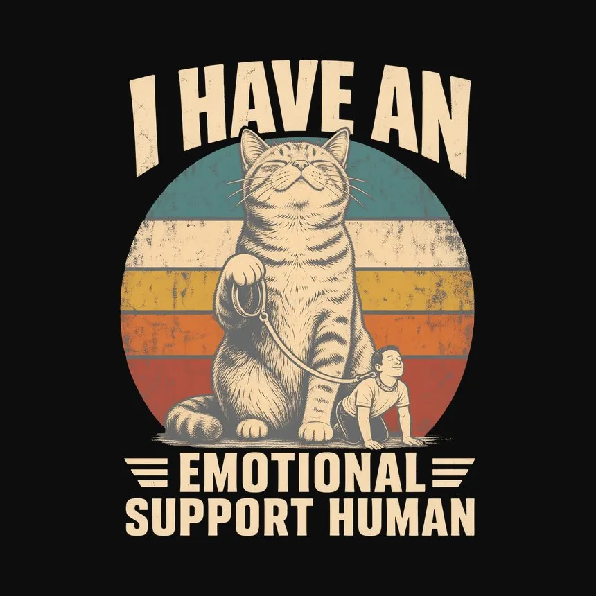 Emotional Support Human Sarcastic Cat Retro — funny cat sweatshirt