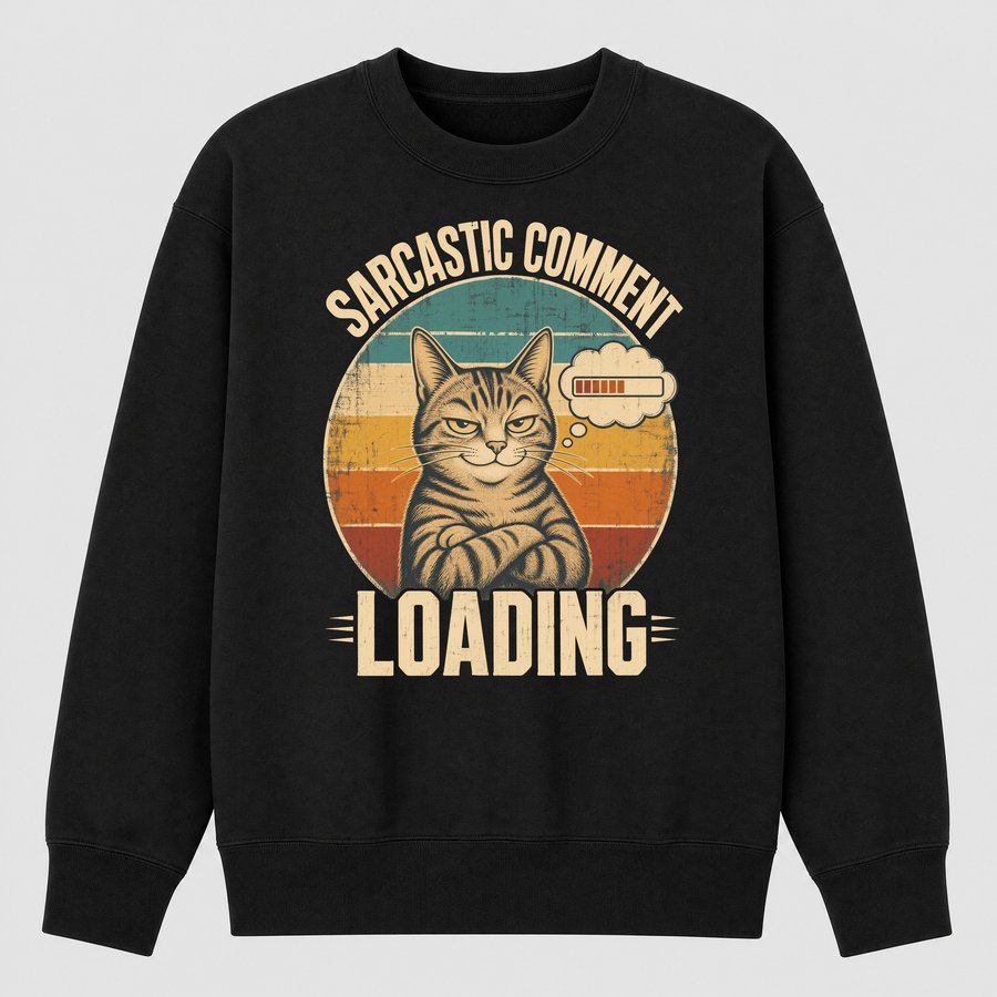 Sarcastic Comment Loading Sassy Cat Retro — funny cat sweatshirt
