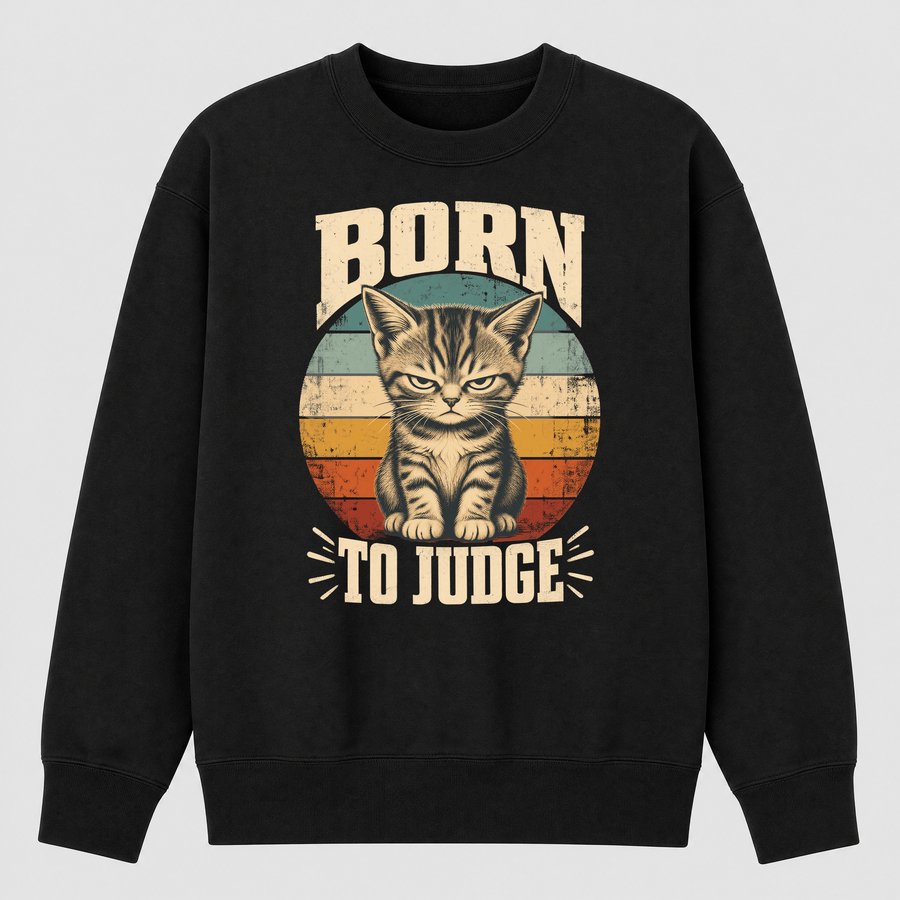 Born To Judge Sassy Kitten Retro Design — funny cat sweatshirt