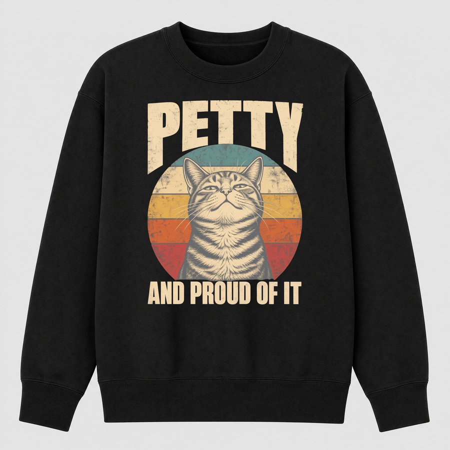 Petty And Proud Of It Sassy Cat Retro — funny cat sweatshirt