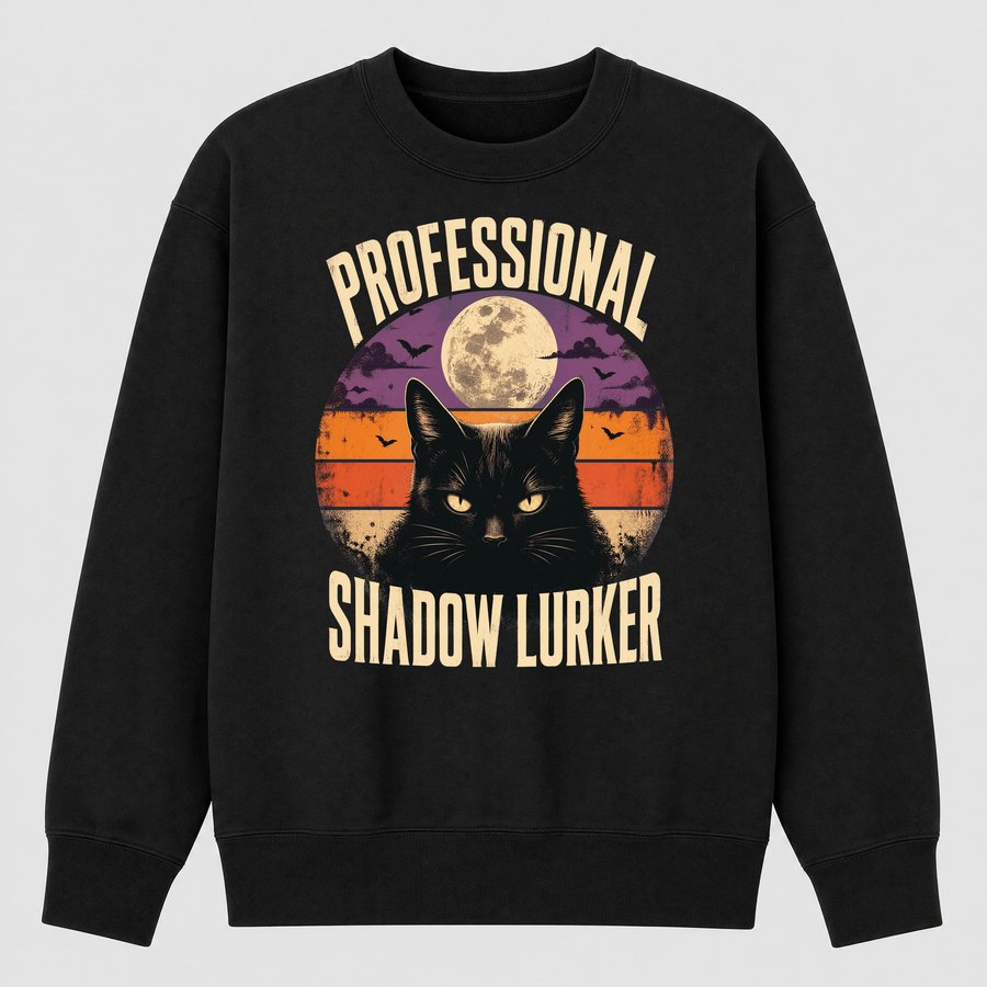 Professional Shadow Lurker Black Cat Retro — funny cat sweatshirt