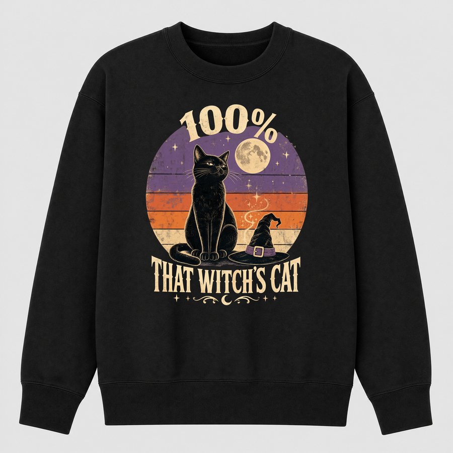 100 Percent That Witchs Cat Black Cat Retro — funny cat sweatshirt