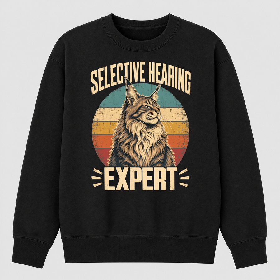 Selective Hearing Expert Maine Coon Retro — funny cat sweatshirt