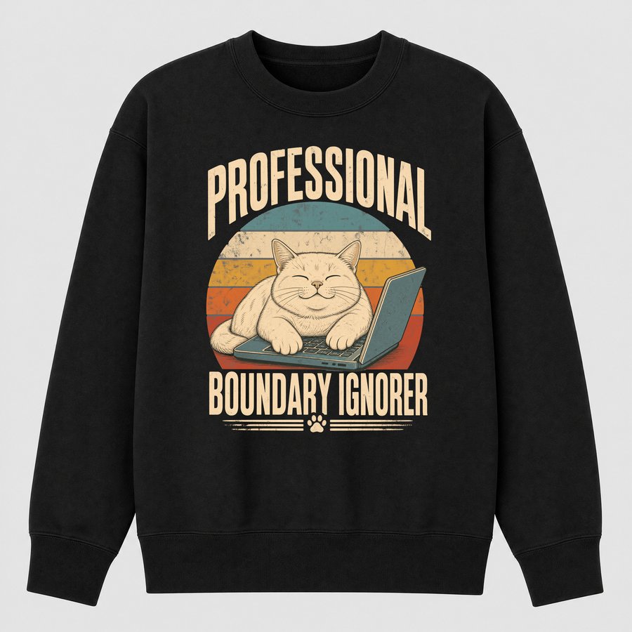Professional Boundary Ignorer Cat Retro — funny cat sweatshirt