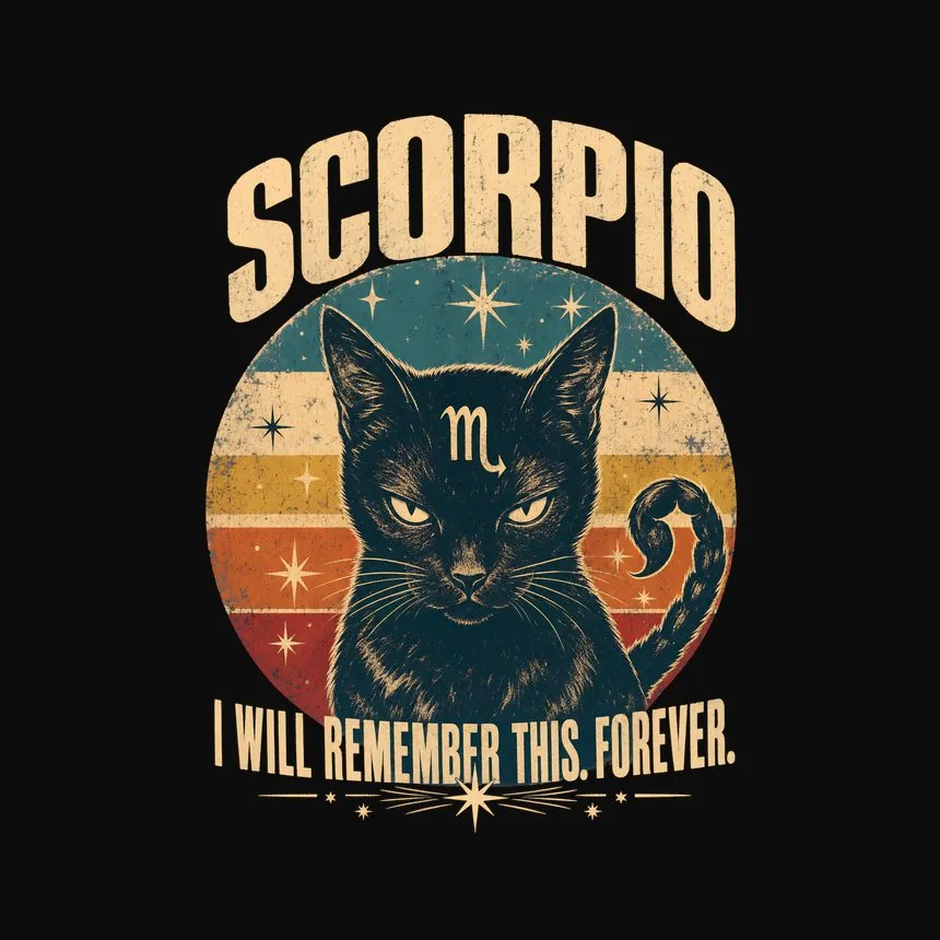 Scorpio I Will Remember This. Forever. Cat Design — funny cat sweatshirt