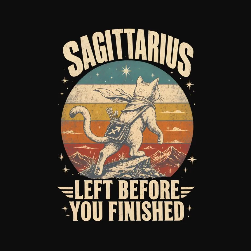Sagittarius Left Before You Finished Cat Design — funny cat sweatshirt