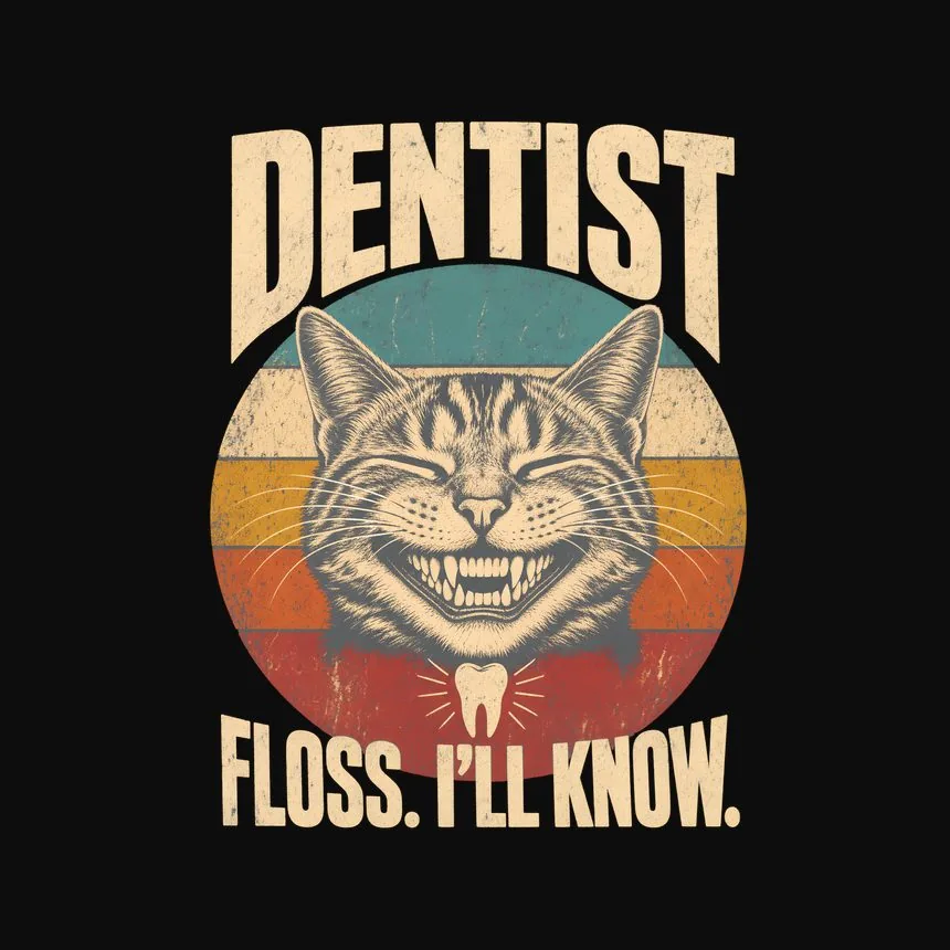 Dentist Floss. I'Ll Know. Retro Cat Design — funny cat sweatshirt
