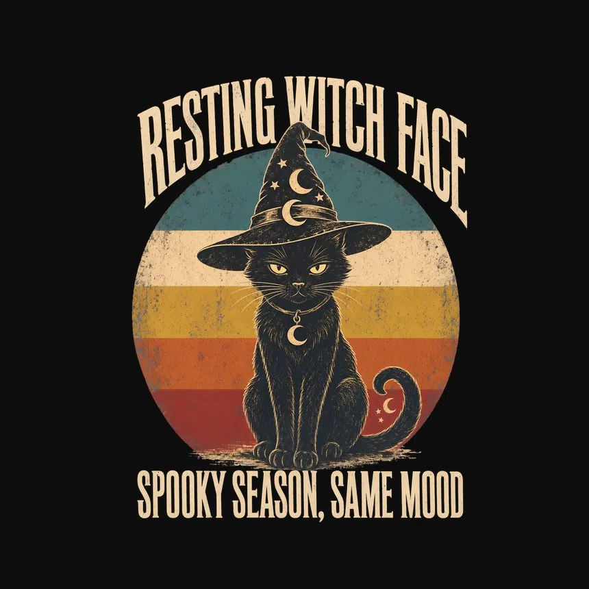 Resting Witch Face Spooky Season, Same Mood — funny cat sweatshirt