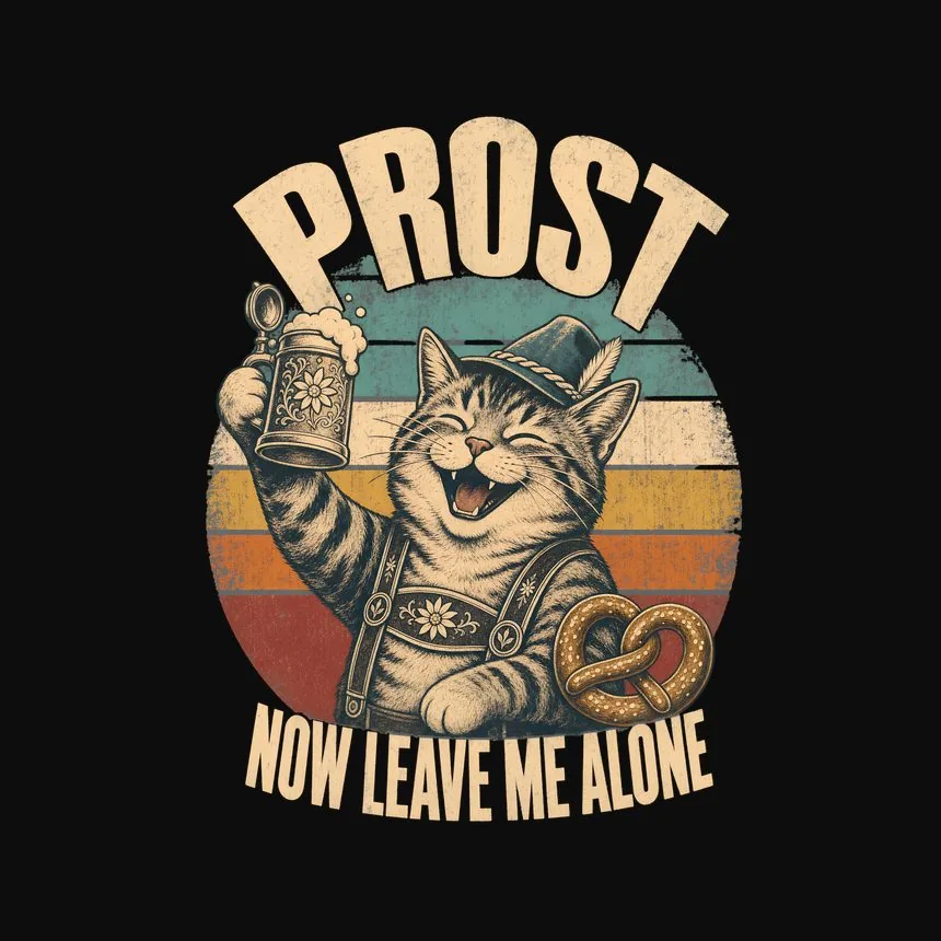 Prost Now Leave Me Alone Retro Cat Design — funny cat sweatshirt