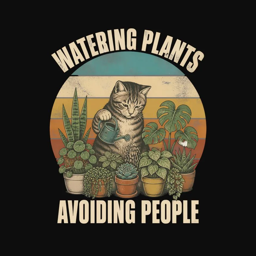 Watering Plants Avoiding People Cat — funny cat sweatshirt