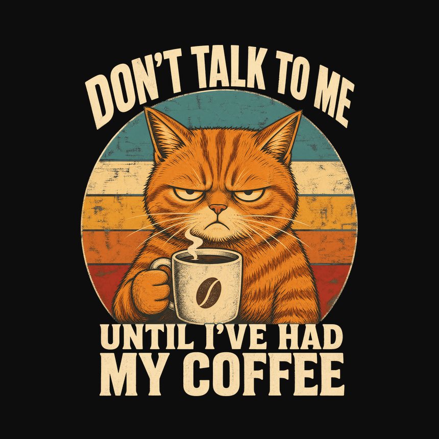 Don't Talk To Me Before Coffee Cat Retro — funny cat tank top