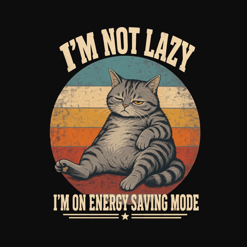 Energy Saving Mode Lazy Cat Retro Design — funny cat tank top