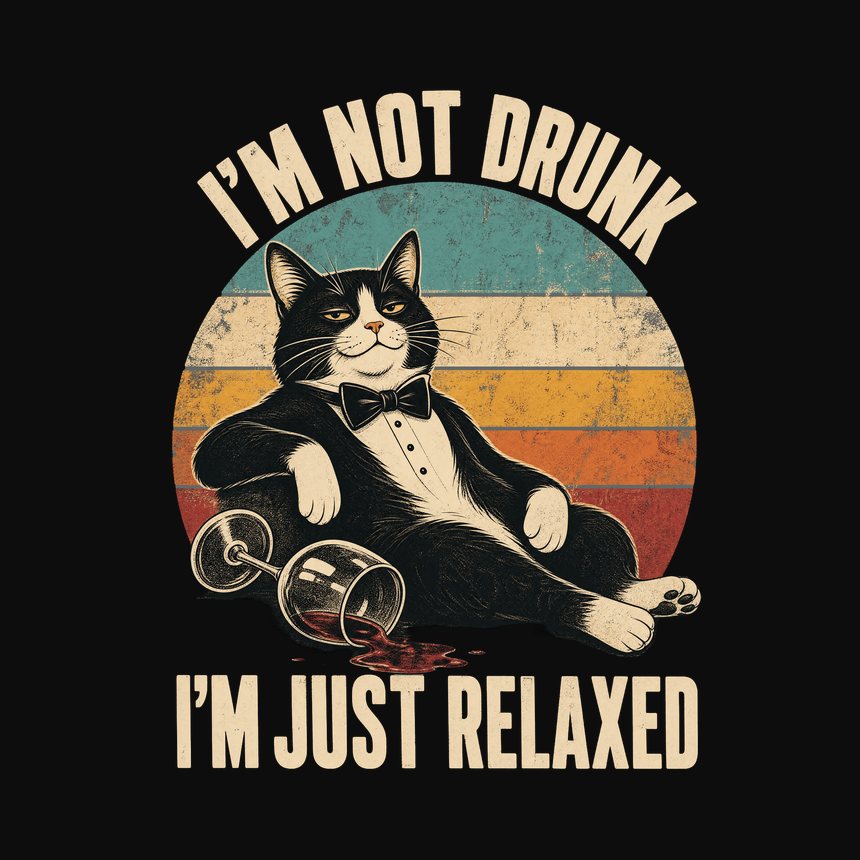 I'm Not Drunk Just Relaxed Wine Cat Retro — funny cat tank top