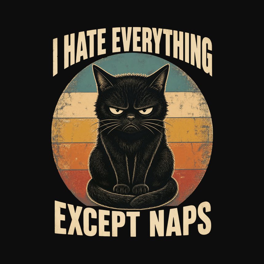 I Hate Everything Except Naps Cat Retro — funny cat tank top