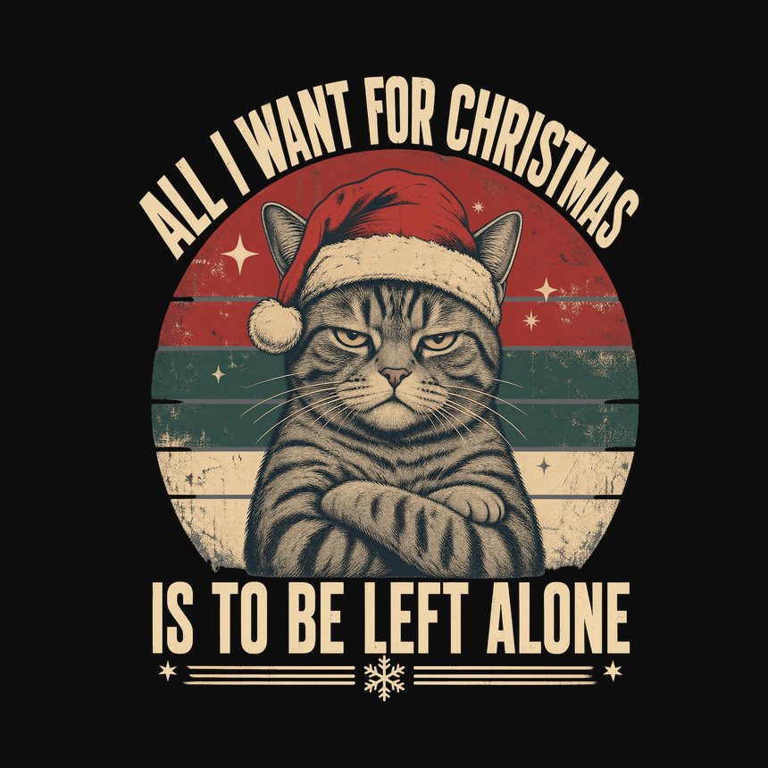 All I Want Is To Be Left Alone Holiday Cat — funny cat tank top
