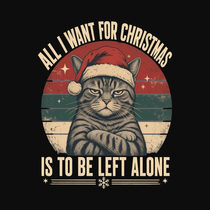 All I Want Is To Be Left Alone Holiday Cat — funny cat tank top