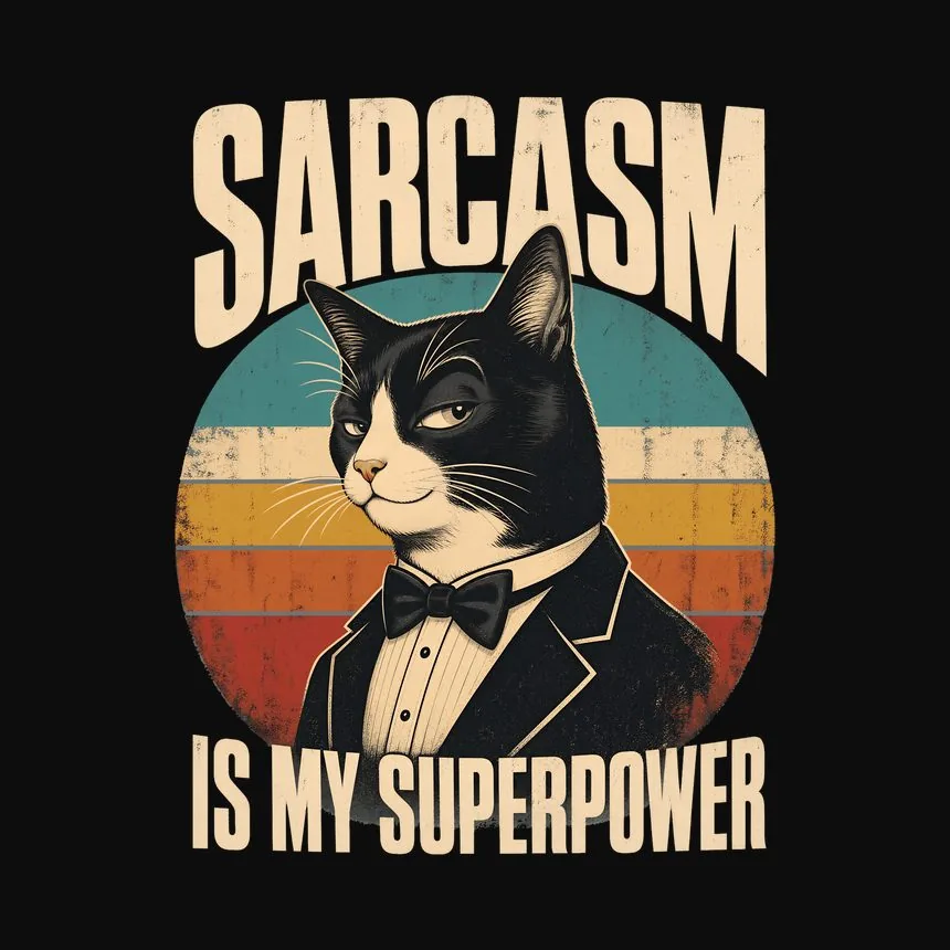 Sarcasm Is My Superpower Sassy Cat Retro — funny cat tank top