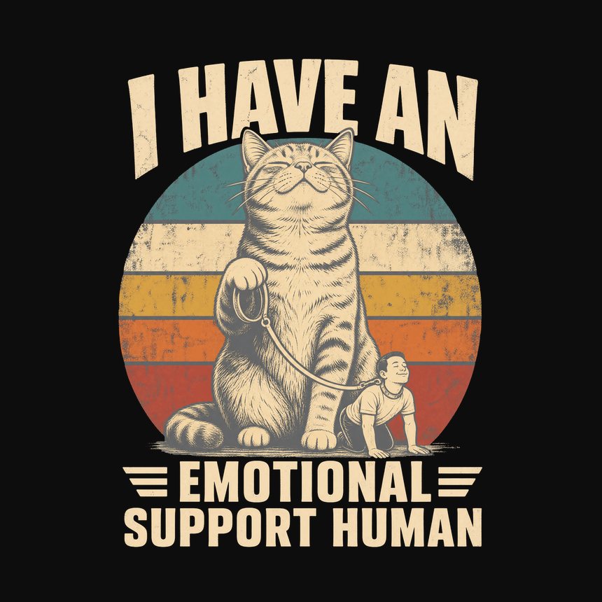 Emotional Support Human Sarcastic Cat Retro — funny cat tank top