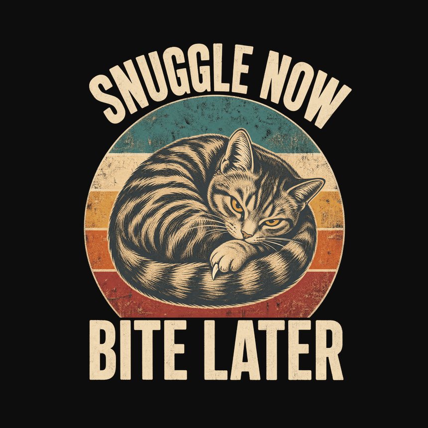 Snuggle Now Bite Later Moody Cat Retro — funny cat tank top